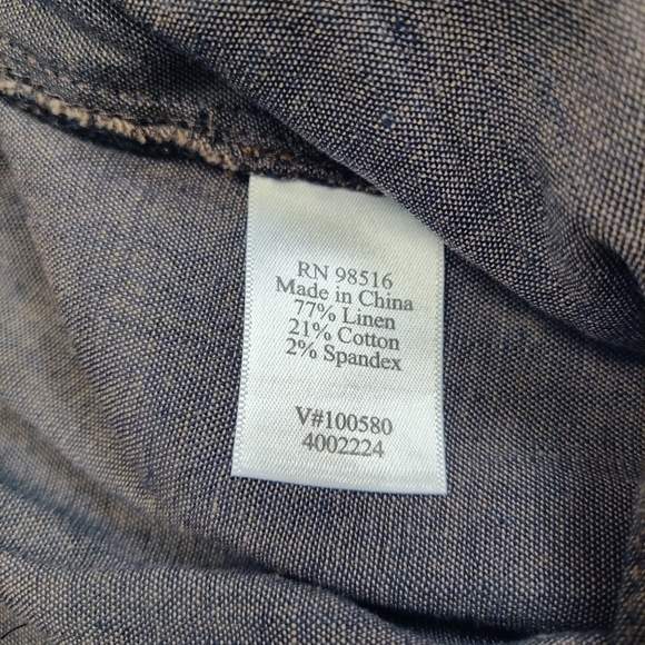 Coldwater Creek Size 12 Petite Linen Cotton Belted Crop Pants Brown Lagenlook‎ - Picture 5 of 9